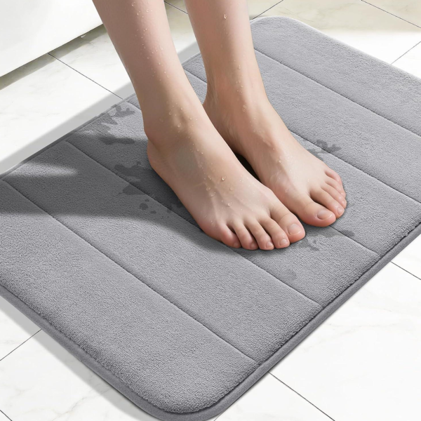 Memory Foam Bath Mat for Tub and Shower, Grey