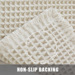 Set of 2 Waffle Knit Bathroom Rugs, Cream White - Image 2
