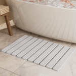 Foldable Diatomaceous Earth Stone Bath Mat, White
