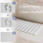 Foldable Diatomaceous Earth Stone Bath Mat, White - Image 2