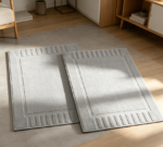 Set of 2 Cotton Bath Floor Towels, Light Grey