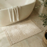 Boho Cotton Bathroom Rug with Tassels