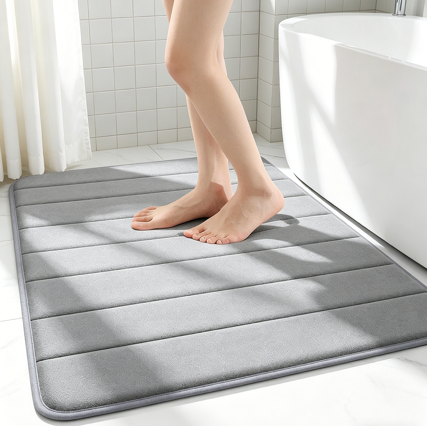 3.1 Memory Foam Bath Mat for Shower, Grey - Image 1