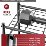 3 Tier Metal Shelf Organizer for Garage, Black - Image 2