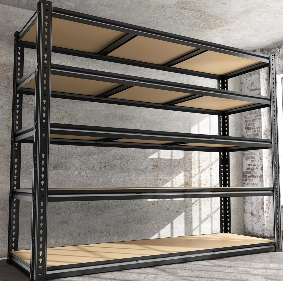 43.1 Heavy Duty 5 Tier Garage Shelving Unit, Black - Image 1