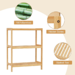 3 Tier Bamboo Bathroom Shelf, Natural - Image 2