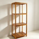 4 Tier Teak Wood Bathroom Shelf, Natural Finish