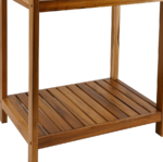 4 Tier Teak Wood Bathroom Shelf, Natural Finish - Image 2