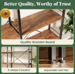 5 Tier L Shaped Corner Bookshelf, Rustic Brown - Image 2