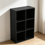 6 Cube Wooden Storage Shelf Bookcase, Black