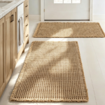 Set of 2 Waffle Bathroom Rugs, Brown