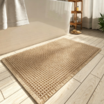 Upgraded Waffle Bath Mat with Tassels, Brown