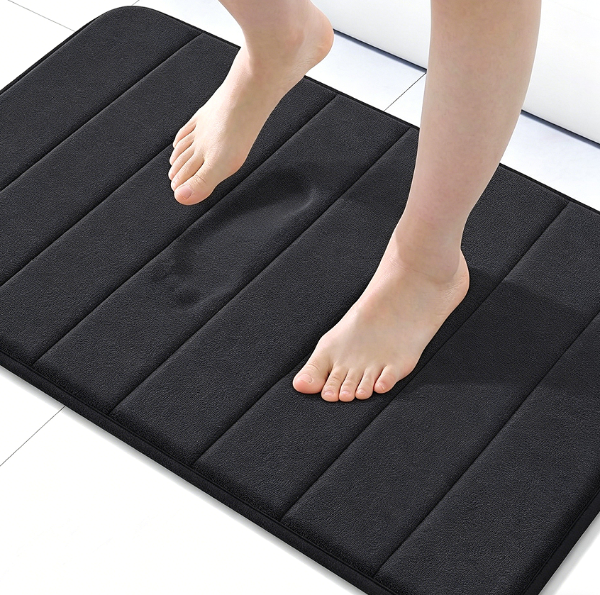 9.1 Memory Foam Bath Mat for Bathroom, Black - Image 1