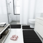 Memory Foam Bath Mat for Bathroom, Black - Image 2